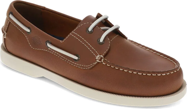 Mens Castaway Leather Casual Classic Boat Shoe - Wide Widths Available