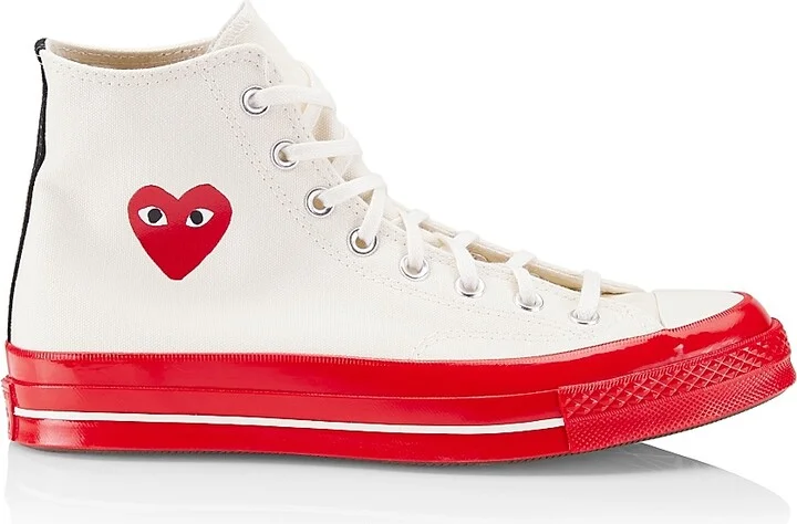 Men's CdG PLAY x Converse Chuck 70 High-Top Sneakers - Off White - Size 8