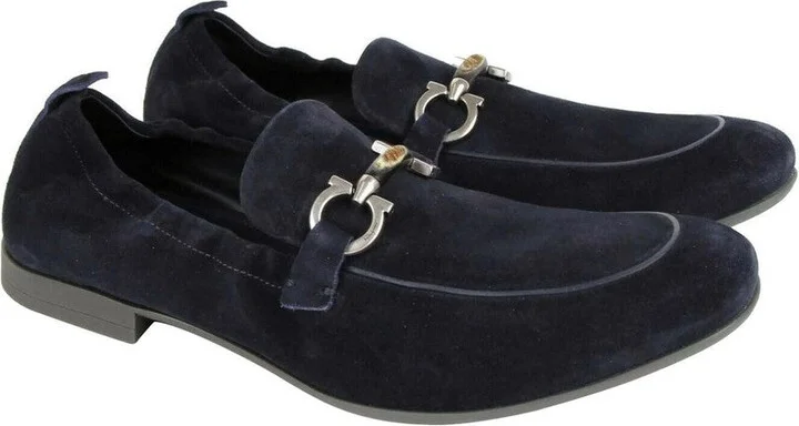 Men's Celso Dark Blue Suede Stretch Horsebit Loafer 0689525 (7.5 EE) - Image 2