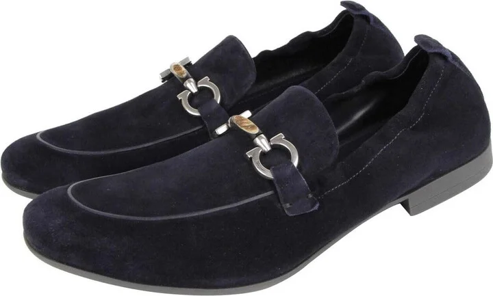 Men's Celso Dark Blue Suede Stretch Horsebit Loafer 0689525 (7.5 EE) - Image 4