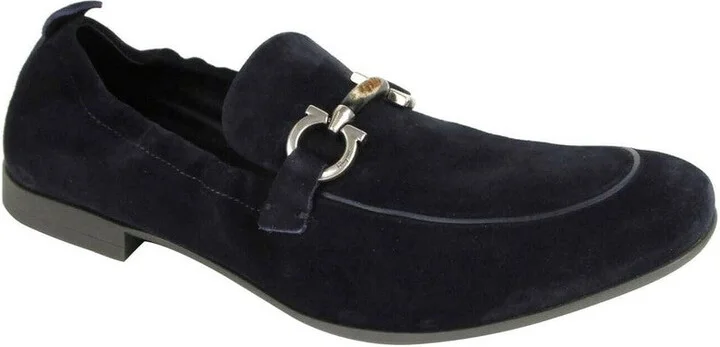 Men's Celso Dark Blue Suede Stretch Horsebit Loafer 0689525