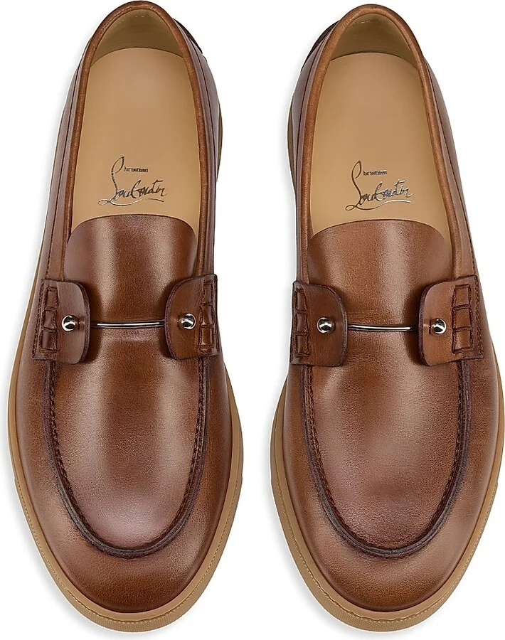 Men's Chambeliboat Patinated Leather Loafers - Havane - Size 10.5 - Image 4