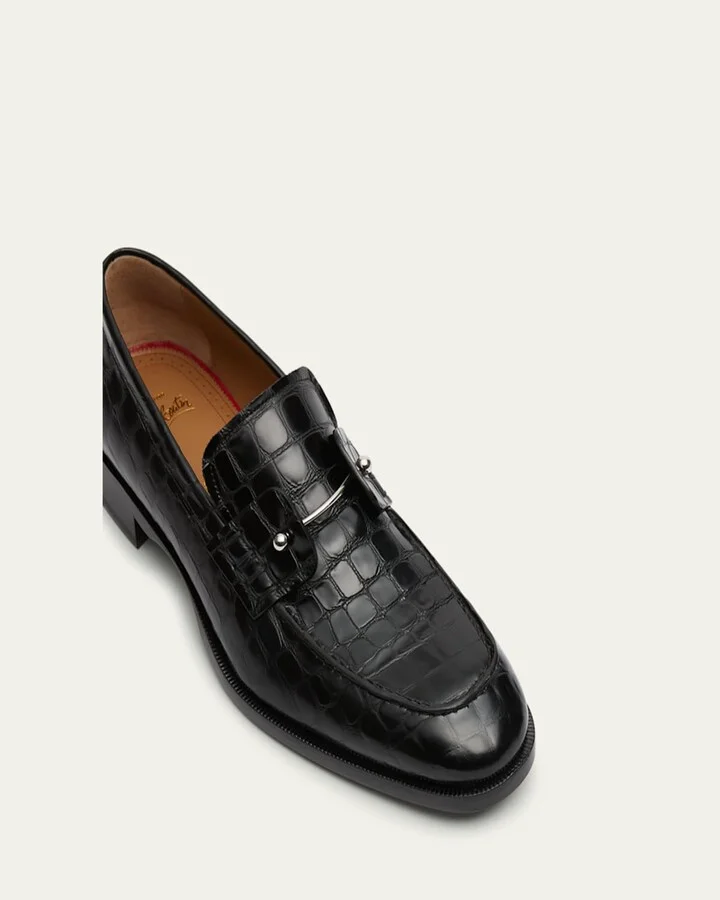 Men's Chambelimoc Croc-Embossed Leather Loafers - Image 6