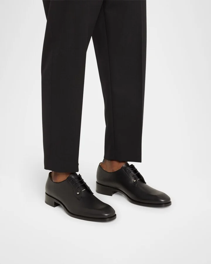 Men's Chambeliss Collar-Pin Leather Derby Shoes - Image 5