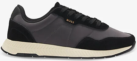 Mens Charcoal Brand-Print Woven Low-Top Trainers Eur 42 / 8 Uk Men