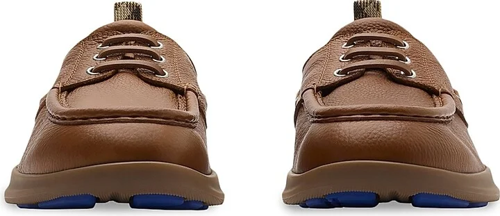 Men's Check Collar Leather Boat Shoes - Pinecone - Size 8 - Image 2