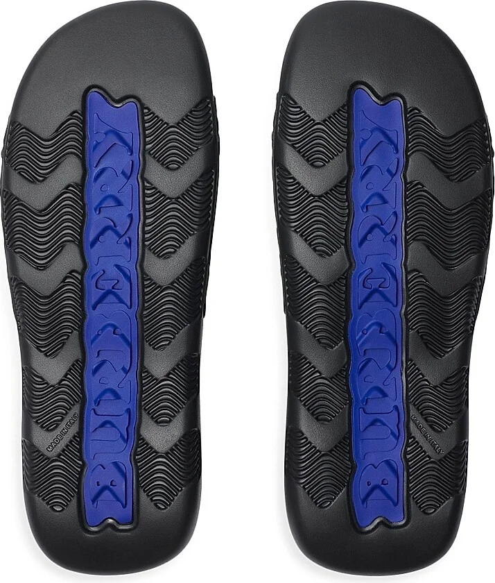 Men's Check-Embossed Slide Sandals - Black - Size 6 - Image 5