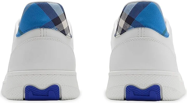 Men's Check Low-Top Leather Sneakers - White Hyacinth - Size 6 - Image 3