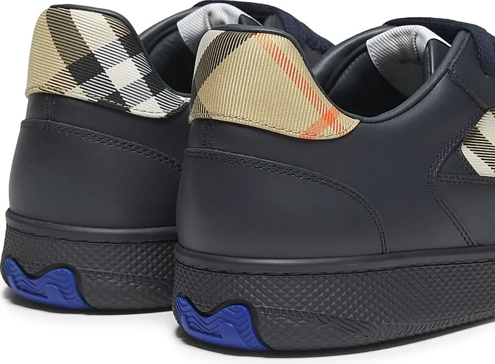 Men's Check Low-Top Leather Sneakers - White Hyacinth - Size 6 - Image 9