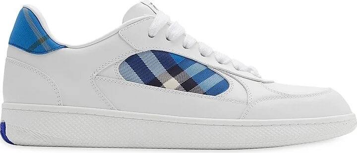 Men's Check Low-Top Leather Sneakers - White Hyacinth - Size 6