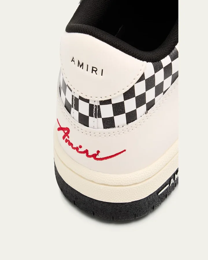 Men's Checkered Skeleton Low-Top Leather Sneakers - Image 2