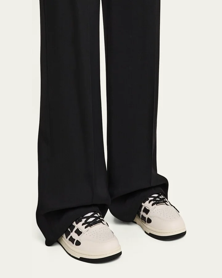Men's Checkered Skeleton Low-Top Leather Sneakers - Image 6