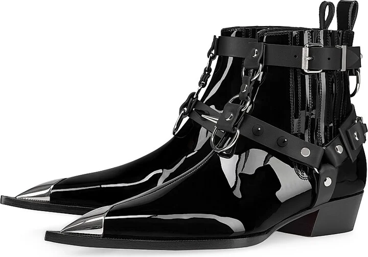 Men's Chesteviss Patent Leather Boots - Black - Size 8.5 - Image 2