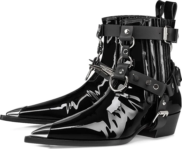 Men's Chesteviss Patent Leather Boots - Black - Size 8 - Image 2