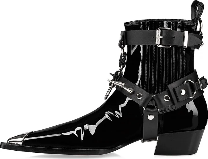 Men's Chesteviss Patent Leather Boots - Black - Size 8 - Image 3