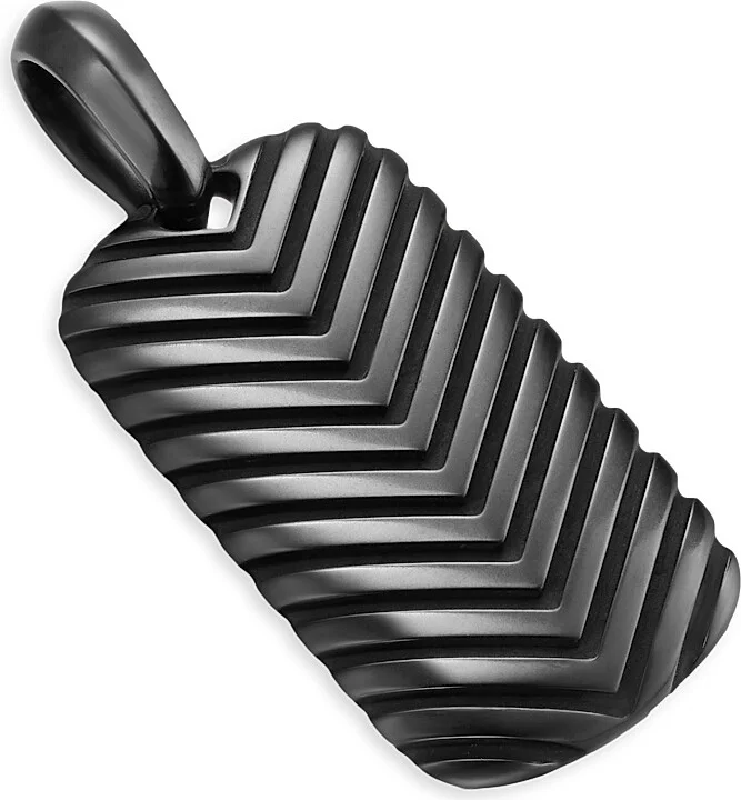 Men's Chevron Tag in Black Titanium, 27MM - Black - Image 3