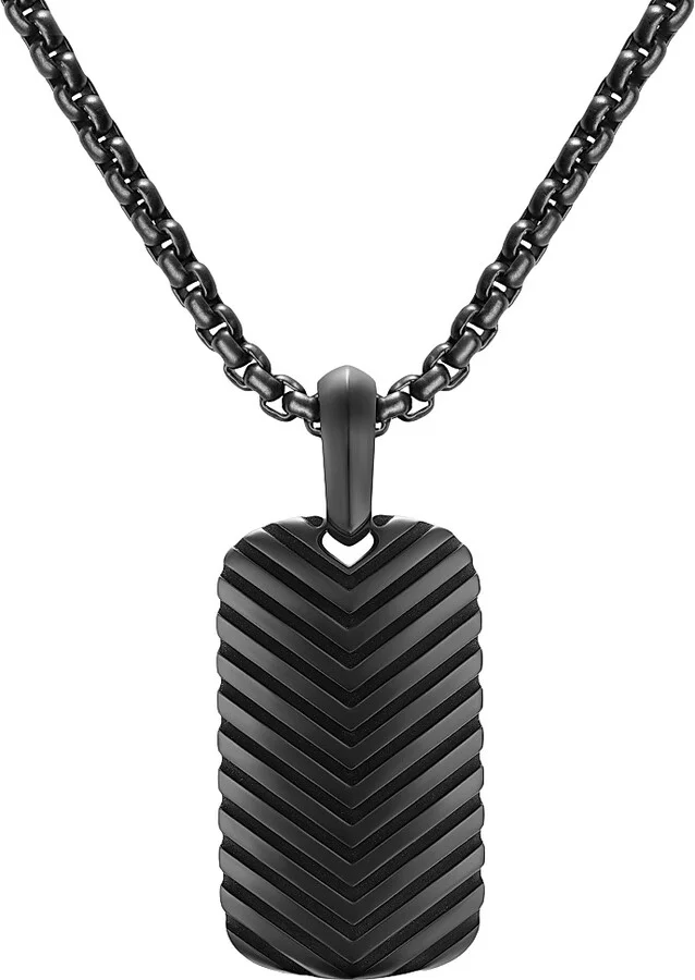 Men's Chevron Tag in Black Titanium, 27MM - Black
