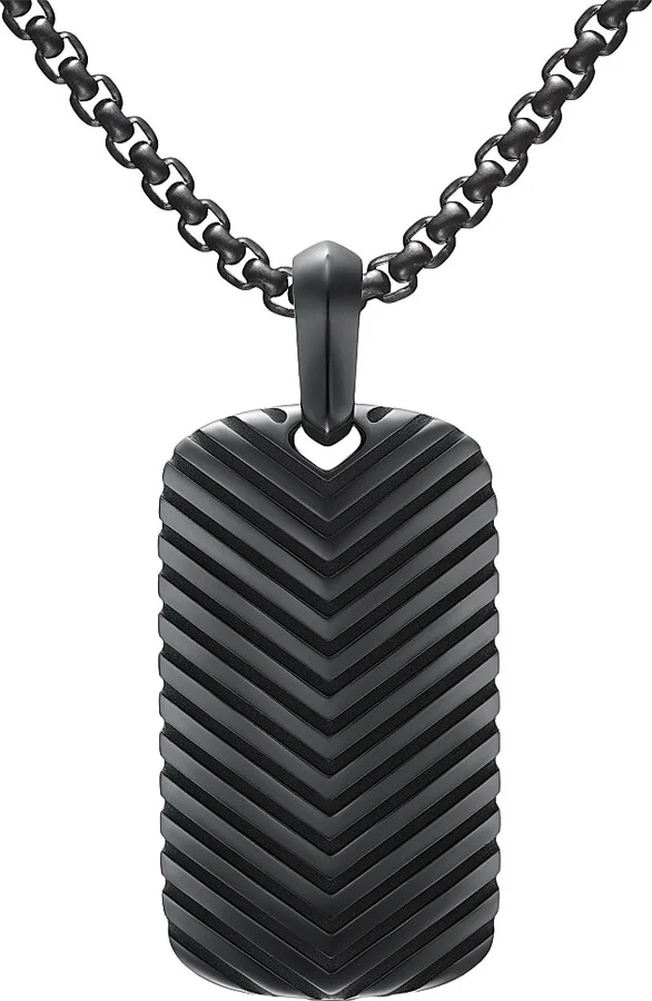 Men's Chevron Tag in Black Titanium, 34MM - Black