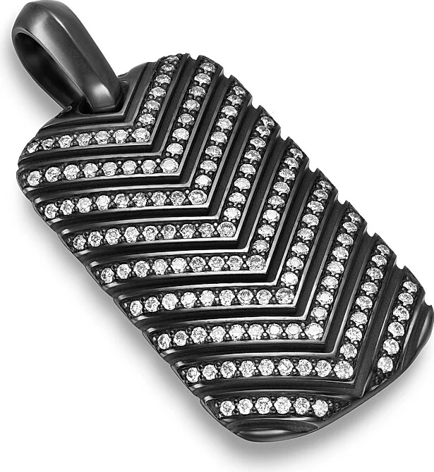 Men's Chevron Tag in Black Titanium - Diamond - Image 3
