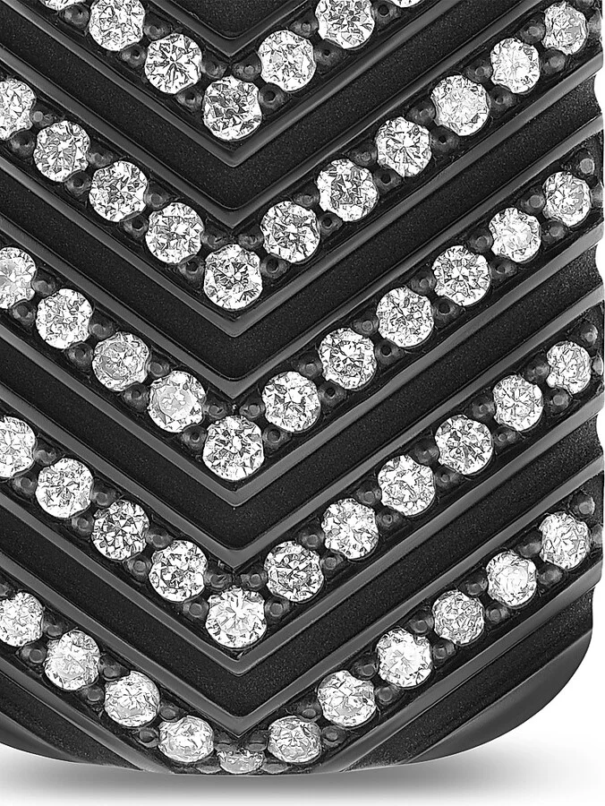 Men's Chevron Tag in Black Titanium - Diamond - Image 5