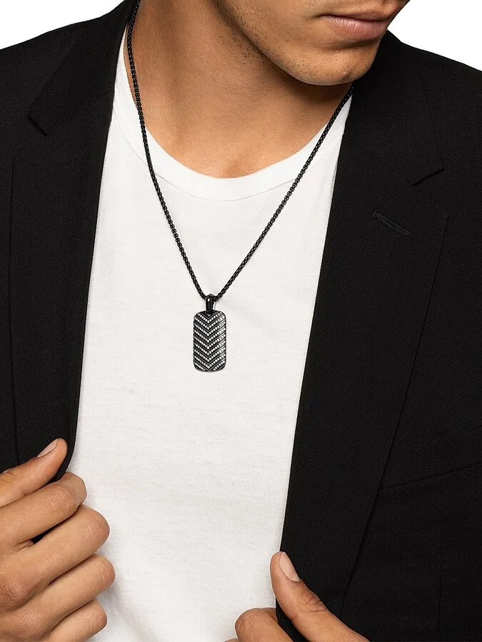 Men's Chevron Tag in Black Titanium - Diamond Black - Image 2