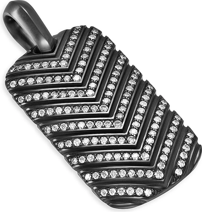Men's Chevron Tag in Black Titanium - Diamond Black - Image 3