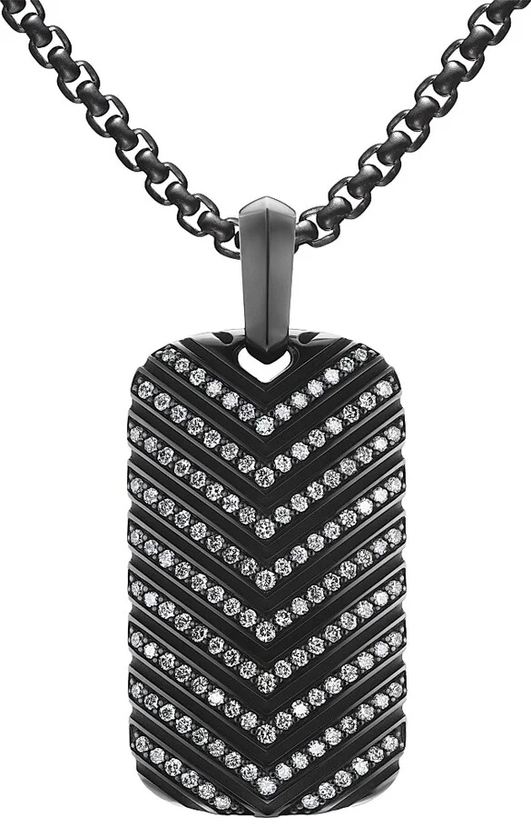 Men's Chevron Tag in Black Titanium - Diamond Black