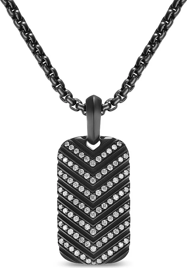 Men's Chevron Tag in Black Titanium - Diamond