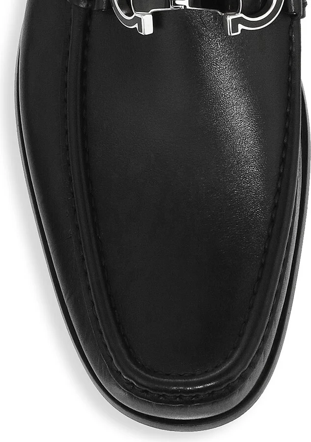 Men's Chris Horse-Bit Leather Loafers - Nero - Size 9 - Image 4