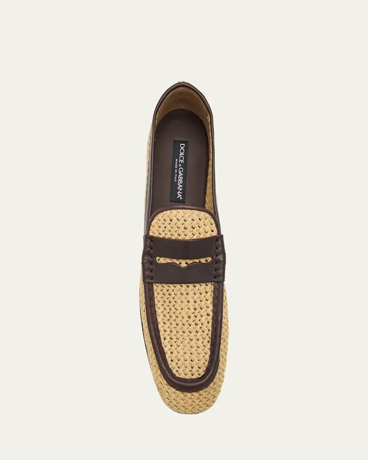 Men's City Blanco Woven Raffia Penny Loafers - Image 2