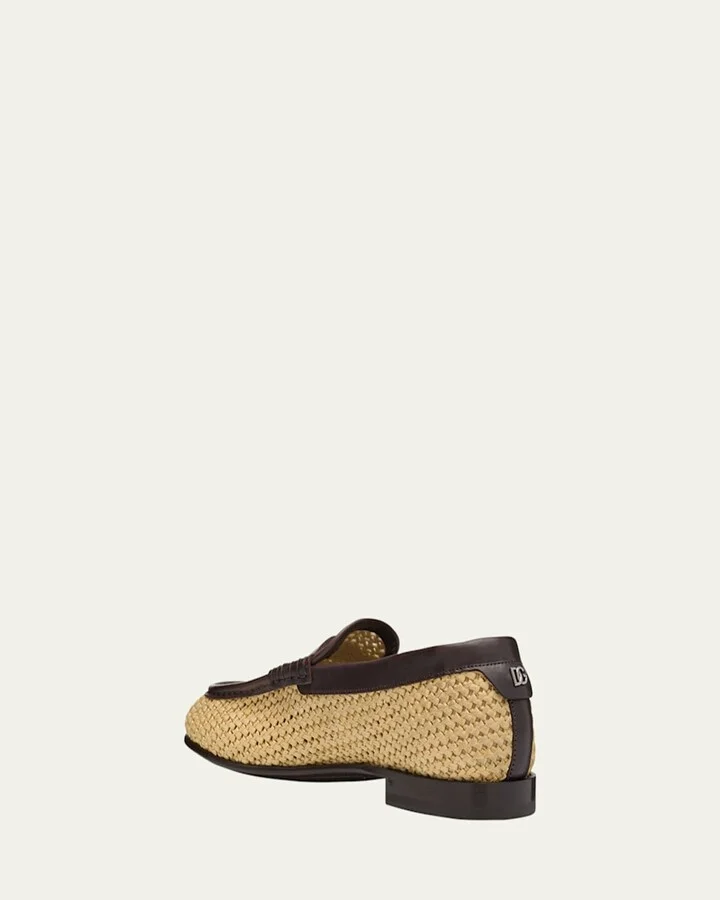 Men's City Blanco Woven Raffia Penny Loafers - Image 3