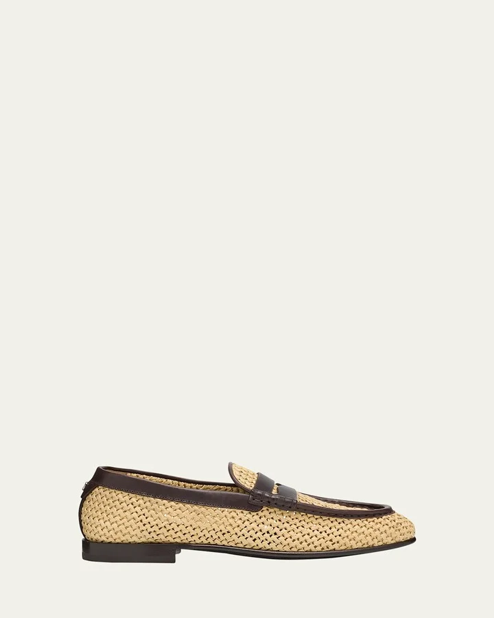 Men's City Blanco Woven Raffia Penny Loafers