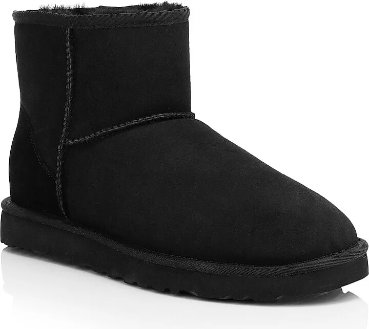 Men's Classic Heritage Suede & Shearling Classic Mini Bomber Boots - Black - Size 10 - Image 2