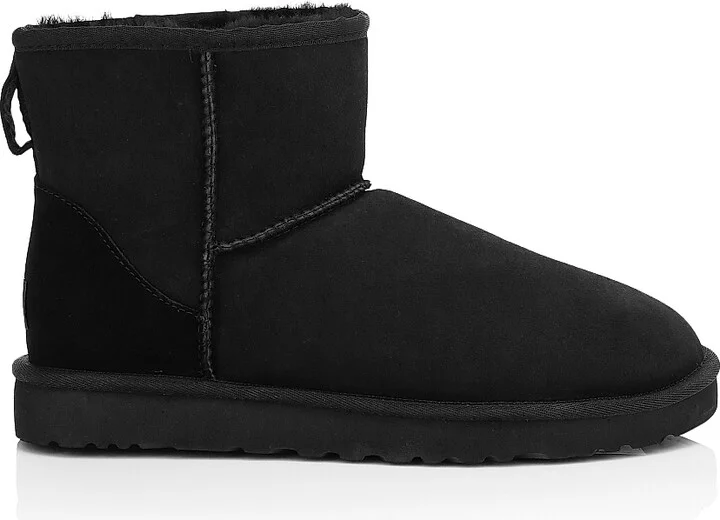 Men's Classic Heritage Suede & Shearling Classic Mini Bomber Boots - Black - Size 10