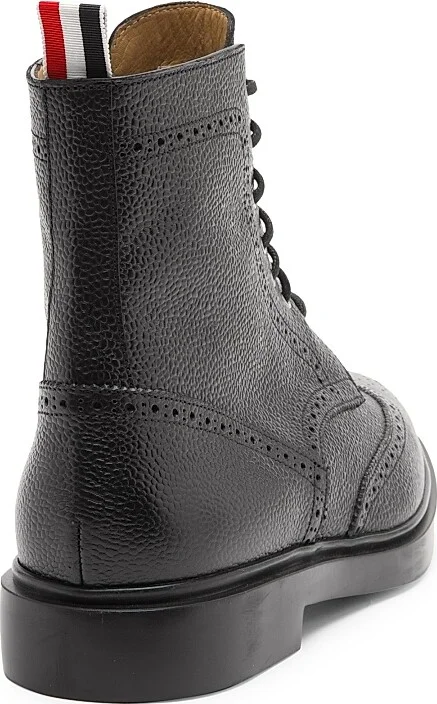 Men's Classic Leather Wingtip Boots - Black - Size 6 - Image 3