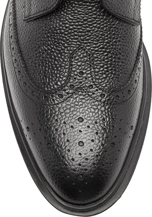 Men's Classic Leather Wingtip Boots - Black - Size 6 - Image 4