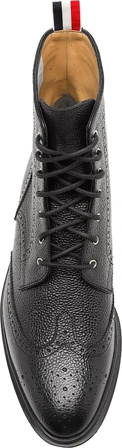 Men's Classic Leather Wingtip Boots - Black - Size 6 - Image 5