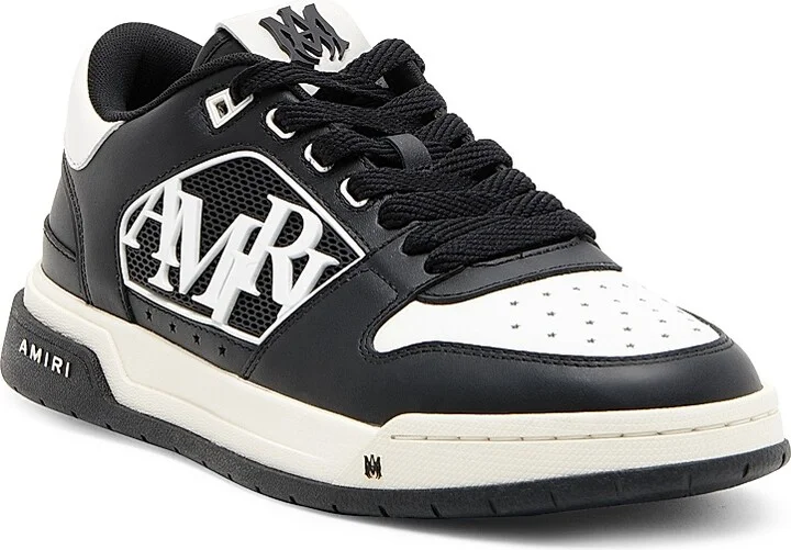 Men's Classic Logo Leather Low-Top Sneakers - Black Black - Size 15 - Image 2