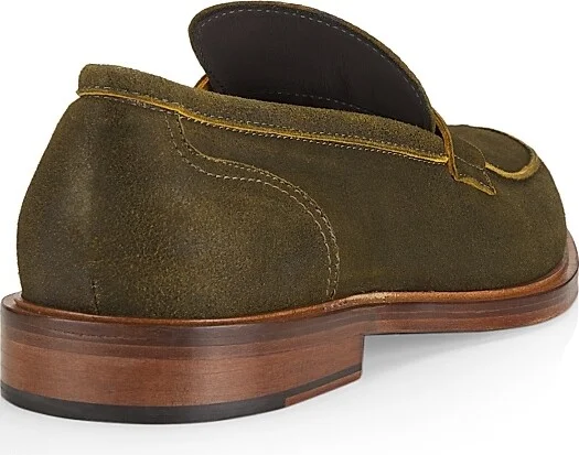 Men's Classic Suede Penny Loafers - Olive - Size 8 - Image 3