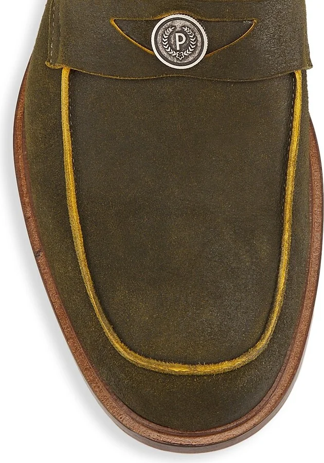 Men's Classic Suede Penny Loafers - Olive - Size 8 - Image 4