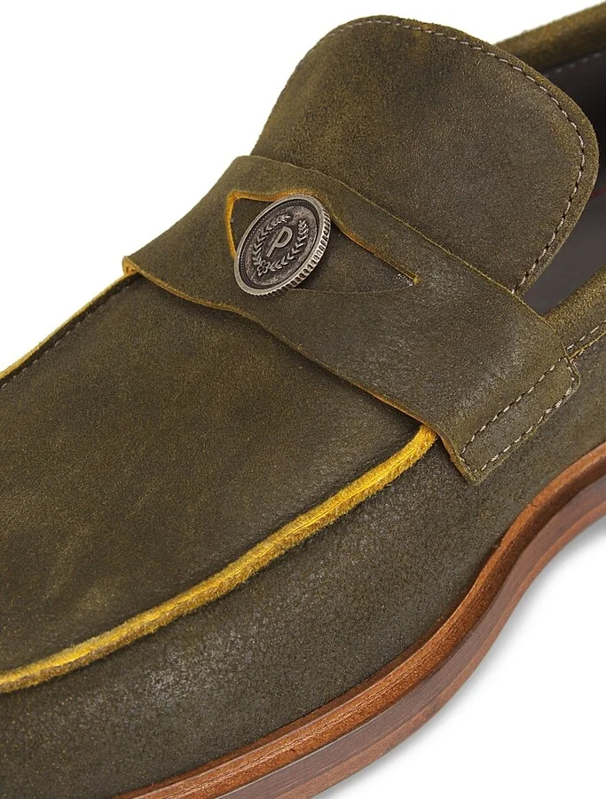 Men's Classic Suede Penny Loafers - Olive - Size 8 - Image 6