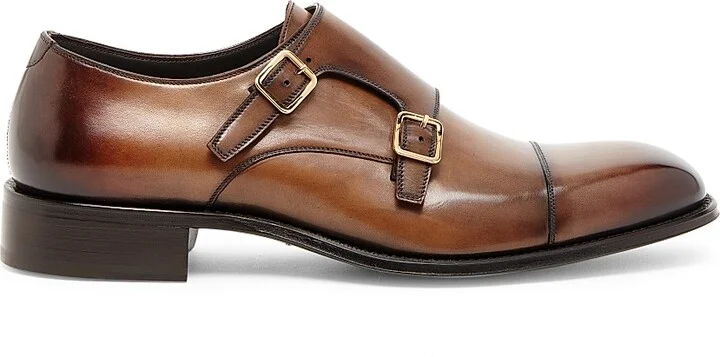 Men's Claydon Double-Monk-Strap Shoes - Bronze - Size 8.5