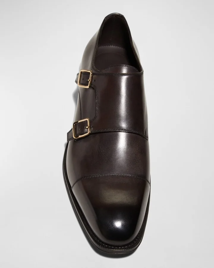 Men's Claydon Leather Double Monk Strap Loafers - Image 5
