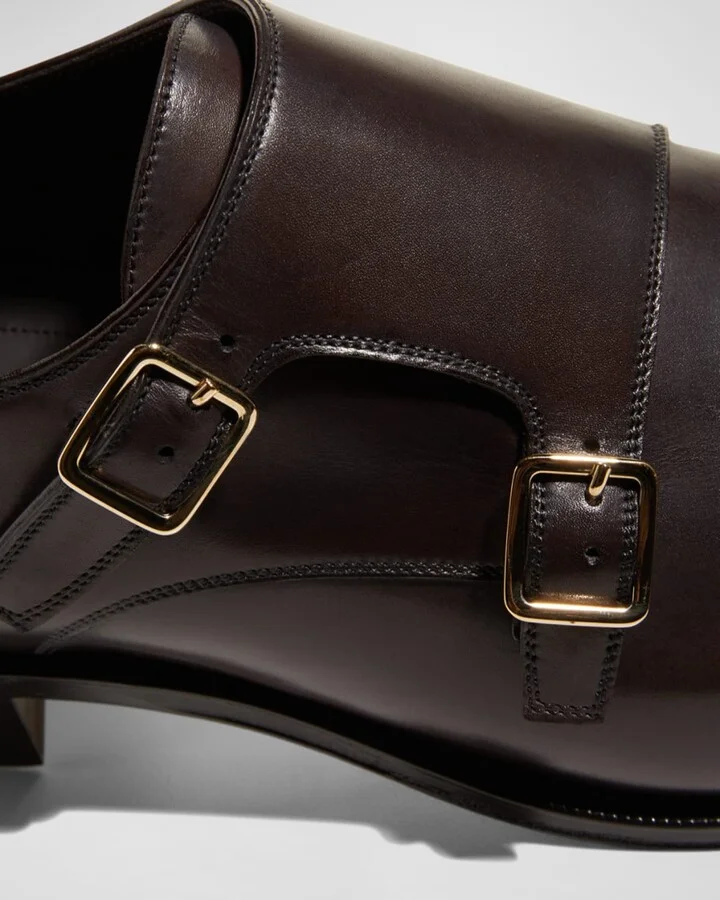 Men's Claydon Leather Double Monk Strap Loafers - Image 9