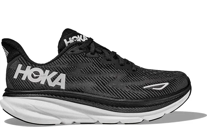 Men's Clifton 9 Running Shoes In Black/white