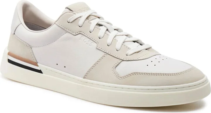 Men's Clint Leather Suede Combo Lace Up Sneakers, White