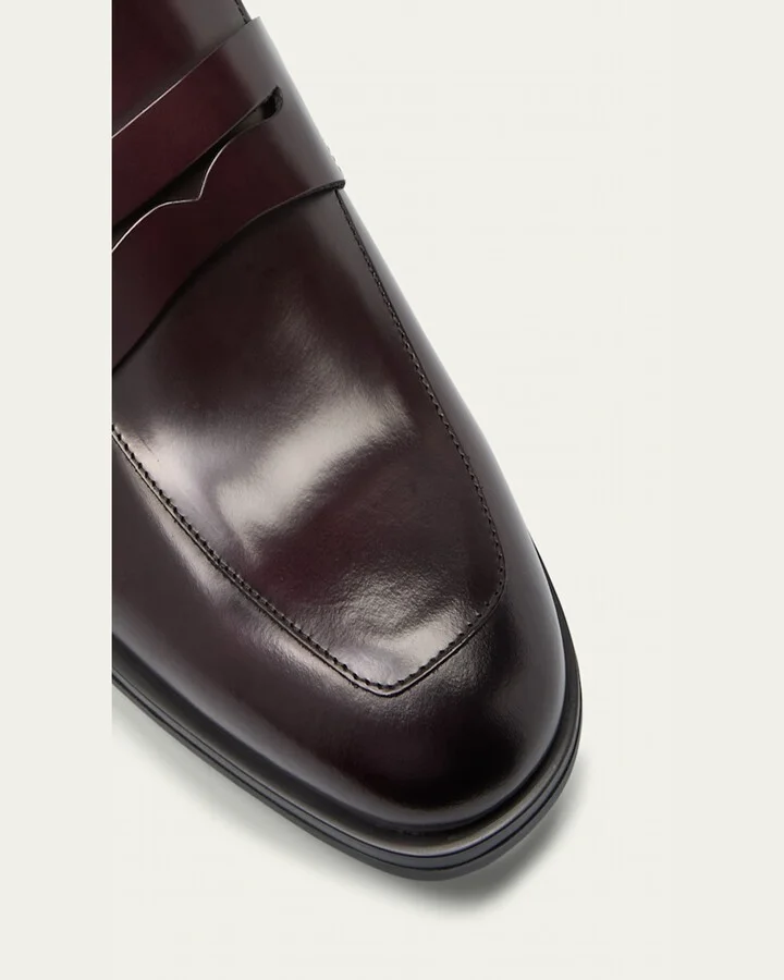 Men's Club Burnished Leather Penny Loafers - Image 2