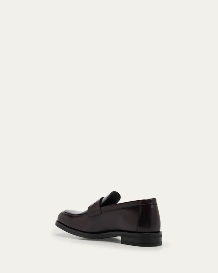 Men's Club Burnished Leather Penny Loafers - Image 3