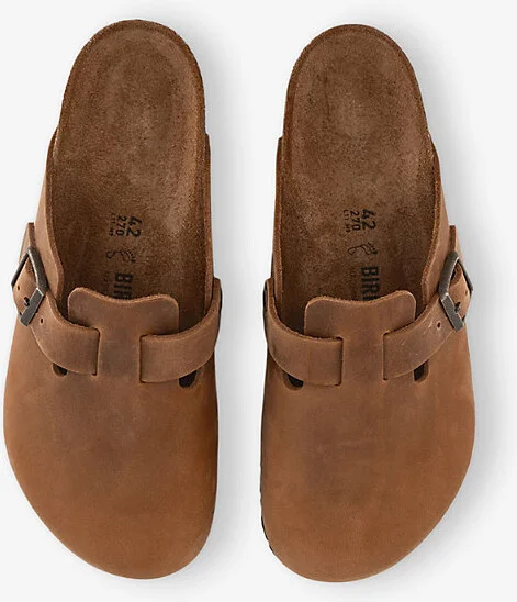 Mens Cognac Oiled Leather Boston Regular-Fit Suede Clogs Eur 41 / 7 Uk Men - Image 2