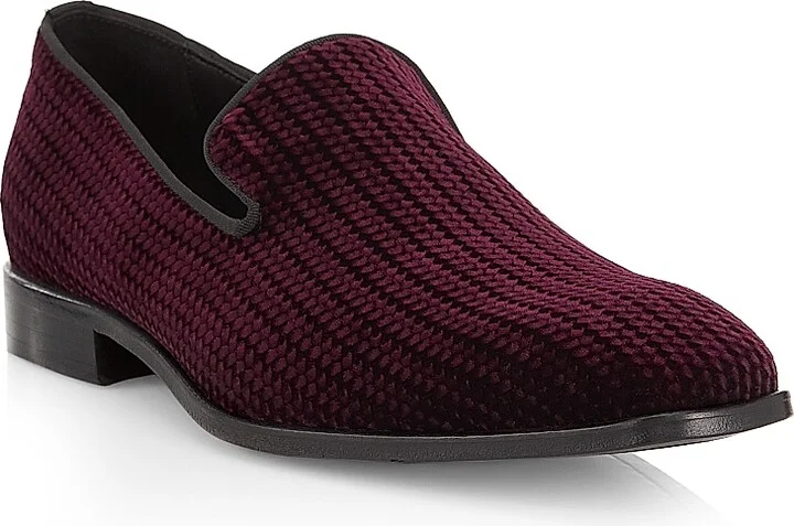 Men's COLLECTION Dotted Velvet Loafers - Anemone - Size 7.5 - Image 2